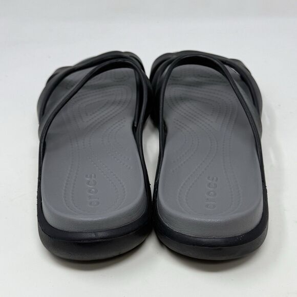 Crocs Meleen Twist Slide Sandals Womens 11 Black Open Toe Casual Comfort - Picture 10 of 15